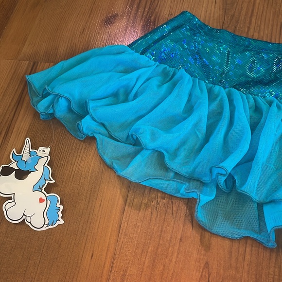 Iheartraves Blue Micro Hologram Skirt Small - Picture 3 of 6
